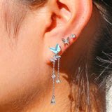 Elegant Blue Butterfly Earrings Set