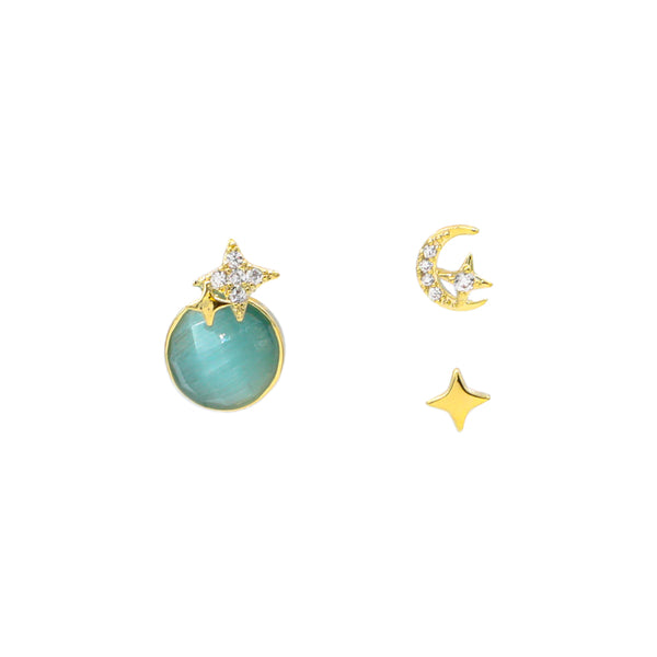 Green Charm Earrings Set