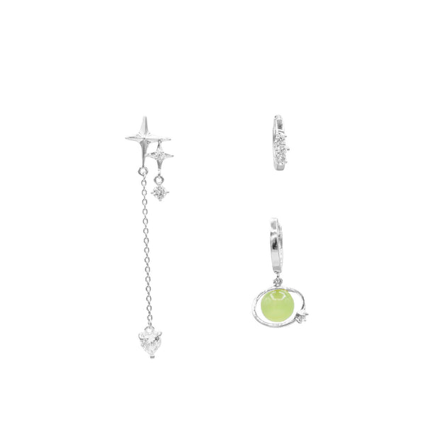 Green Starburst Earring Set