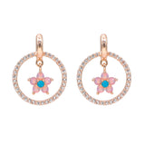 Pink Flower Halo Earrings