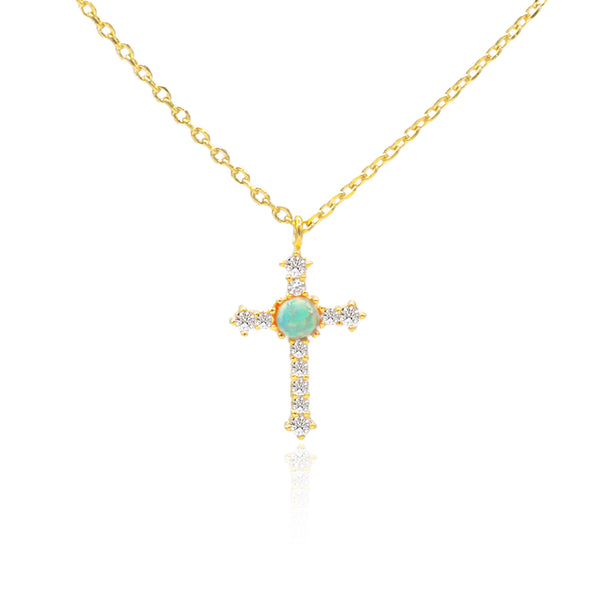 Opal Cross Necklace