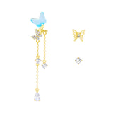 Elegant Blue Butterfly Earrings Set