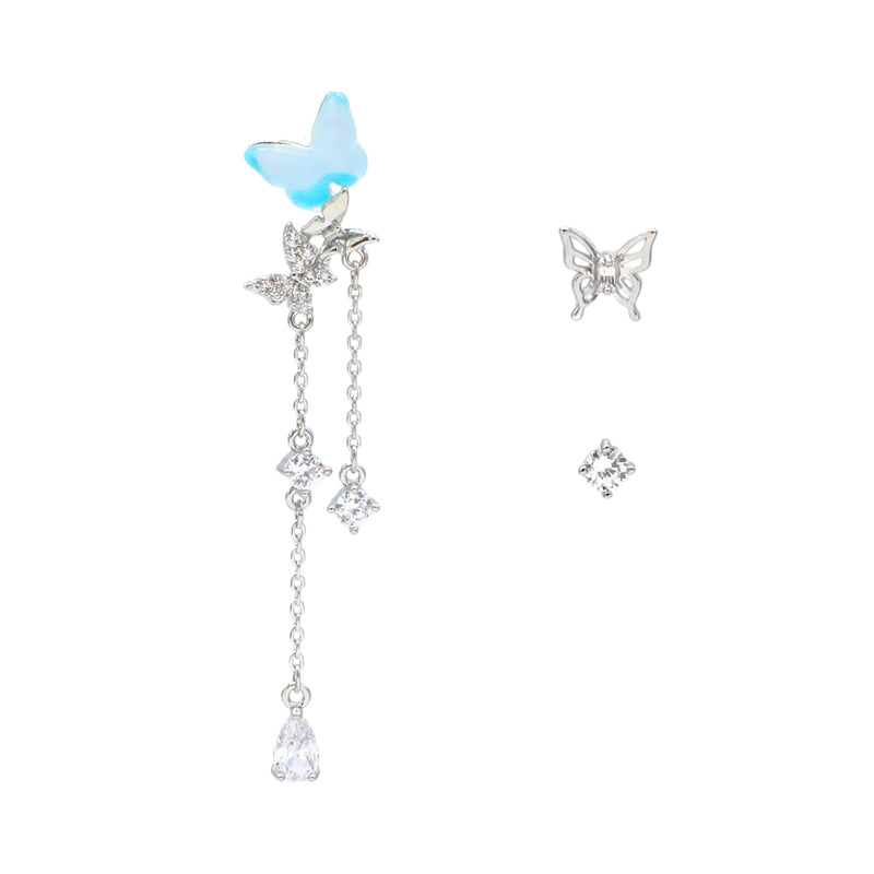 Elegant Blue Butterfly Earrings Set