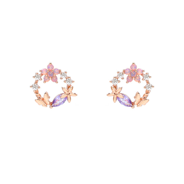 Pink Wreath Earrings