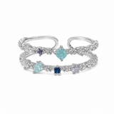 Pastel Gem Double Band Ring