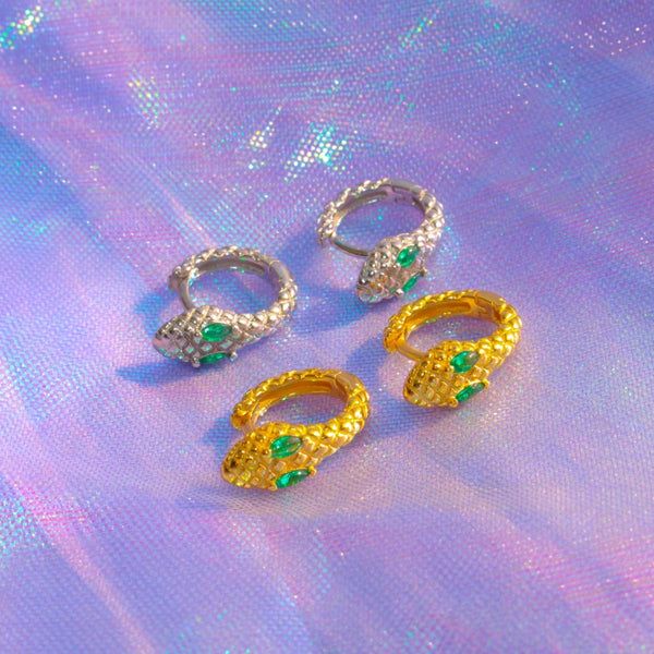 Green Eye Snake Hoops