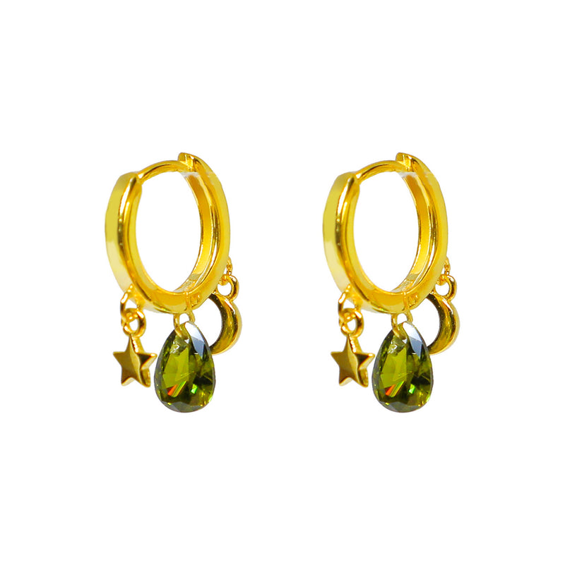 Olive Night Huggie Earrings