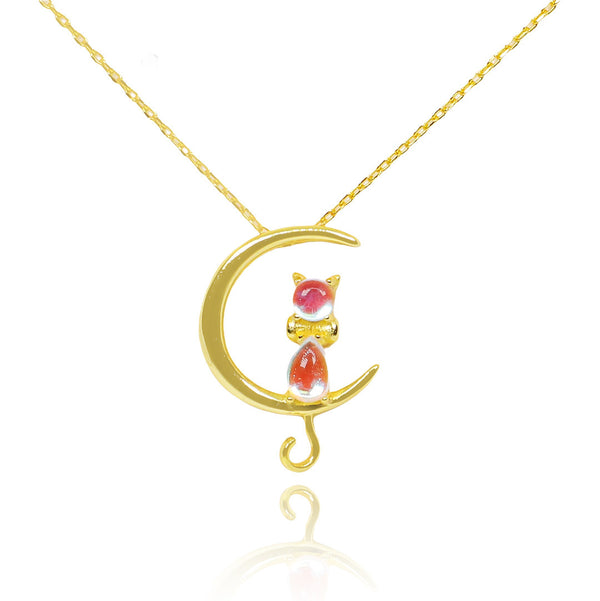 Cat on the Moon Necklace