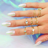 Dainty Pearl and Star Ring