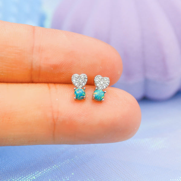 Turquoise Teeny Heart Studs