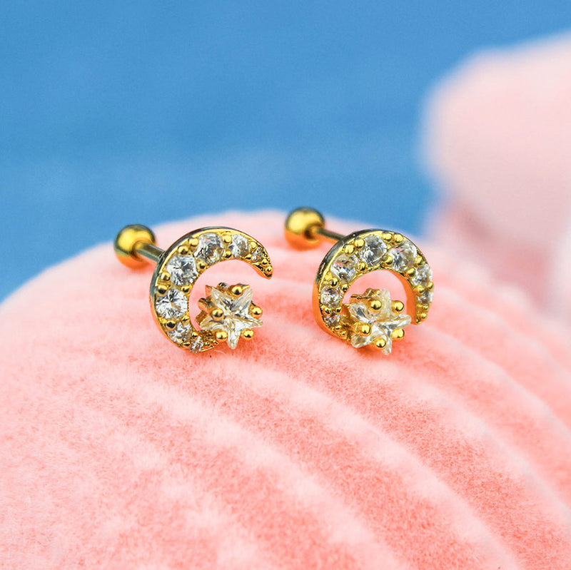 Star by the Moon Screw Back Studs