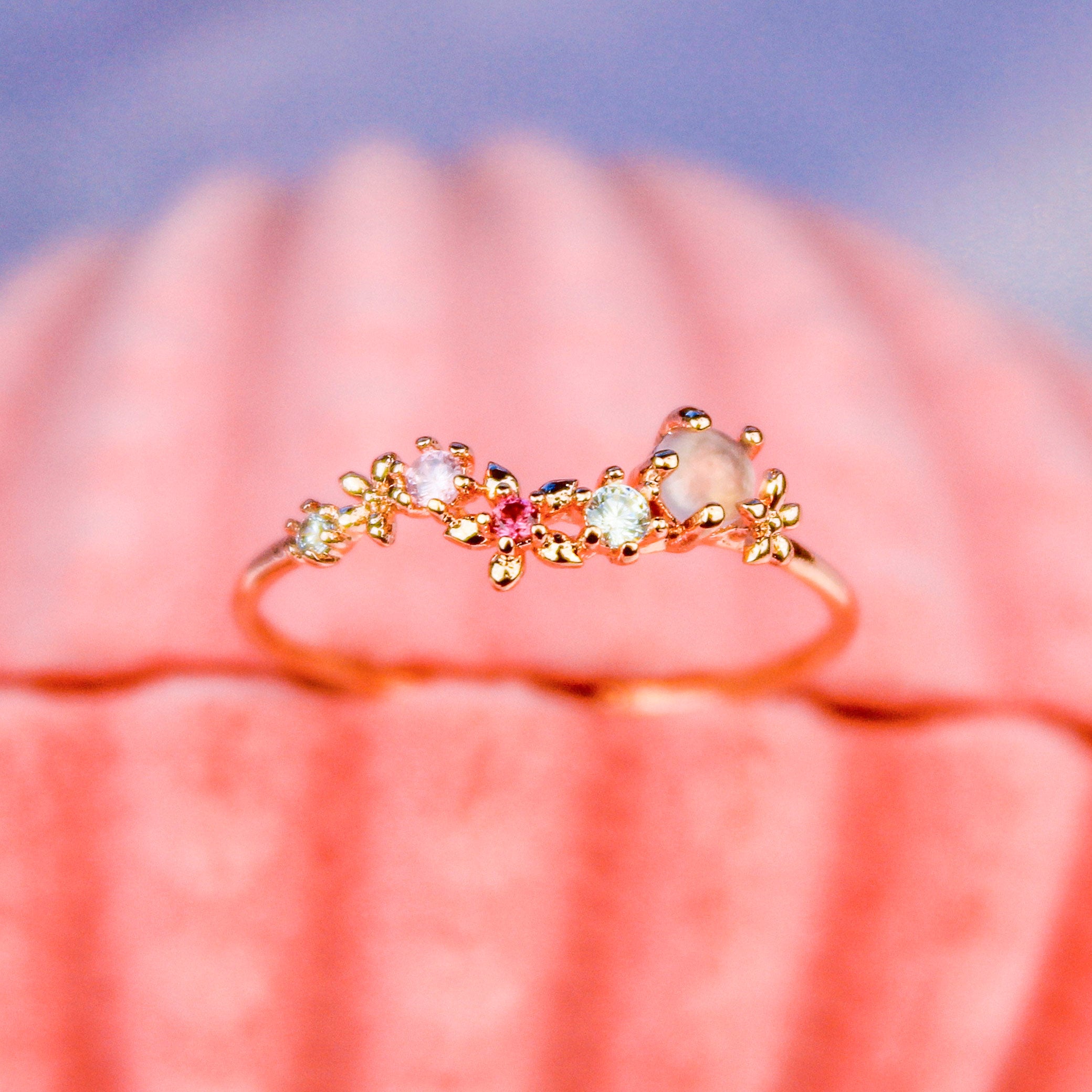 Cute Flower Ring Dainty Adjustable Rings for Her HypoAllergenic