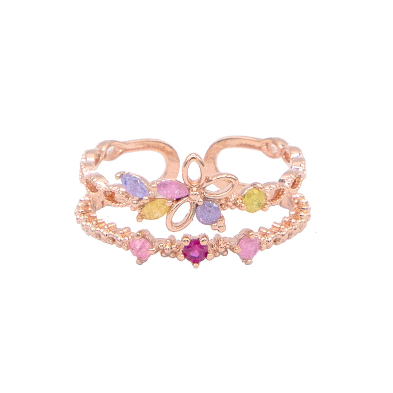 Pastel Blossom Double Band Ring