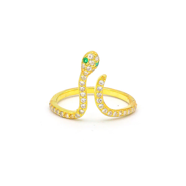 Green Eyes Snake Ring